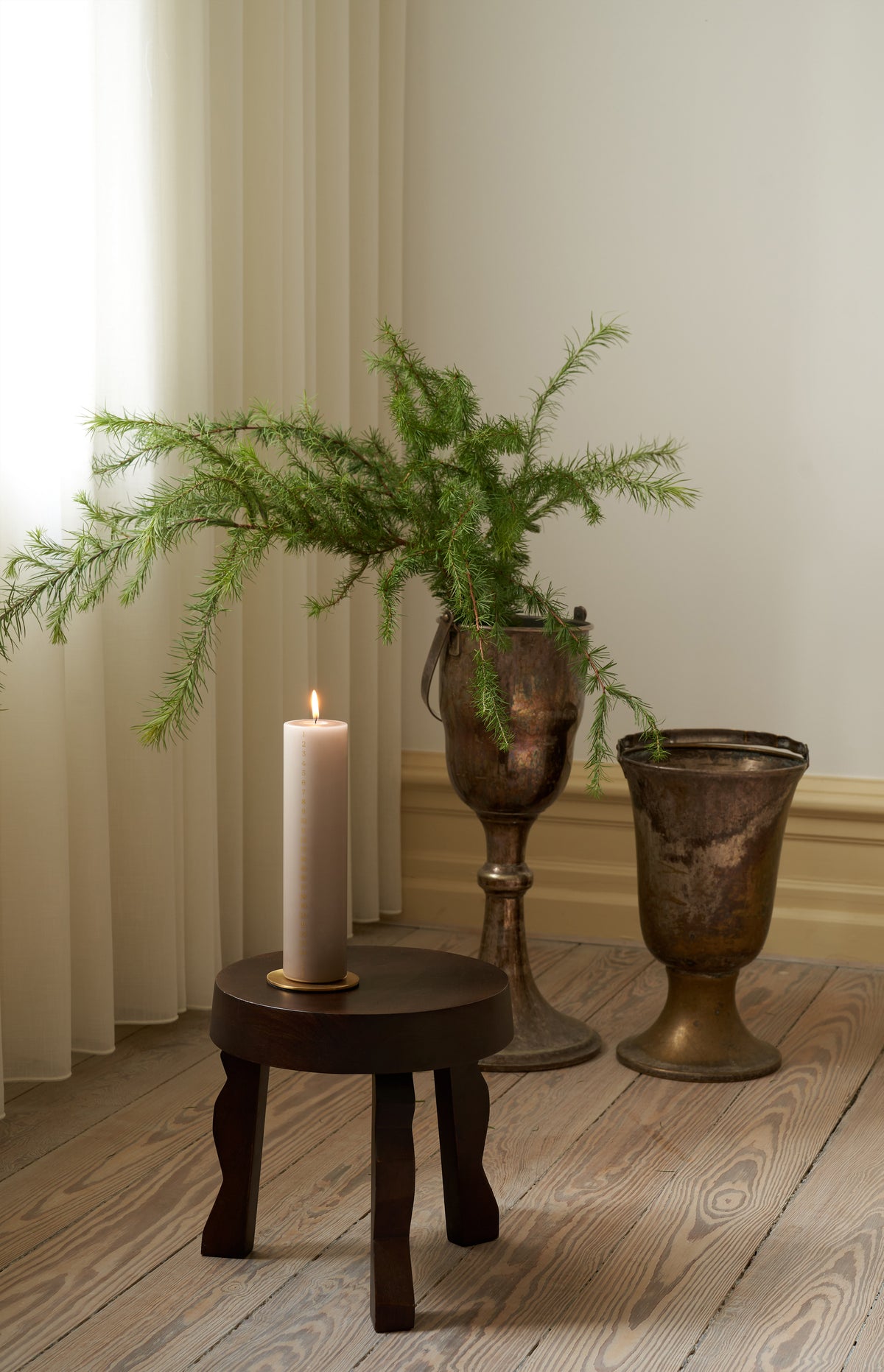 Kalenderljus 1–24 Linen Grey (22) 25 cm